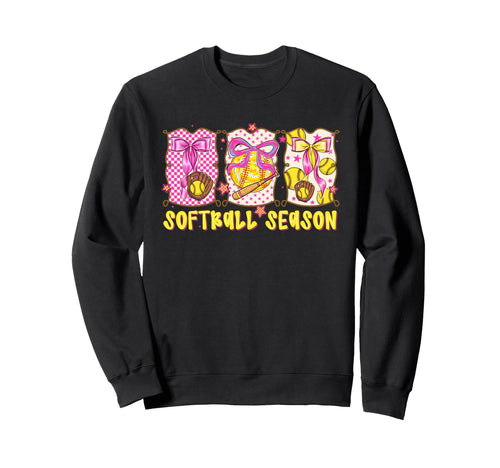 Preppy Softball Season Coquette Bow Sweatshirt - Aesthetic Graphic Unisex - T-Shirt, Sweatshirt, Hoodie