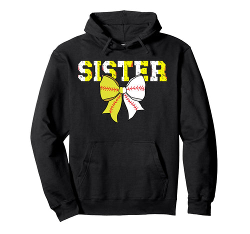Baseball Softball Sister Coquette Hoodie - Casual Everyday Wear for Adults - T-Shirt, Sweatshirt, Hoodie