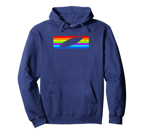 Surfboard Rainbow Stripe Ocean Wave Hoodie - Streetwear Style Men Women - T-Shirt, Sweatshirt, Hoodie