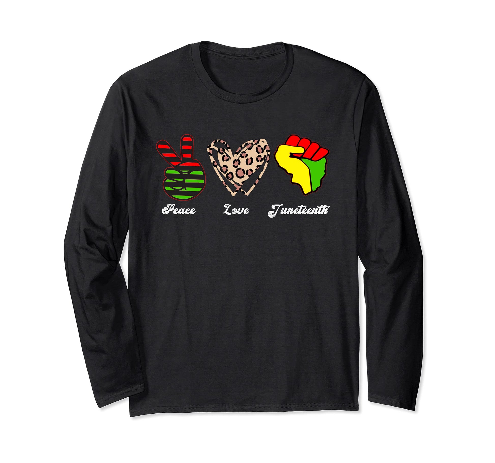 Peace Love Juneteenth Leopard Hoodie - Custom Art Print Unisex - T-Shirt, Sweatshirt, Hoodie