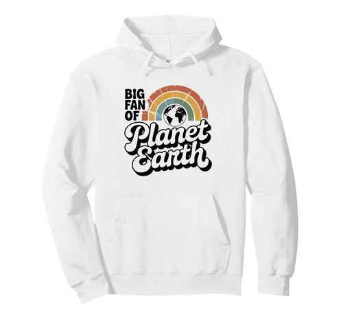 Big Fan Planet Earth 70S Rainbow Earth Hoodie - Novelty Apparel for Adults - T-Shirt, Sweatshirt, Hoodie