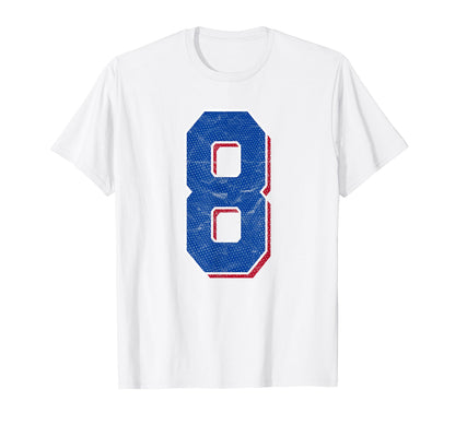 Number 8 Numbered Uniform Sports Team T-Shirt - Minimalist Print Men Women - T-Shirt, Sweatshirt, Hoodie