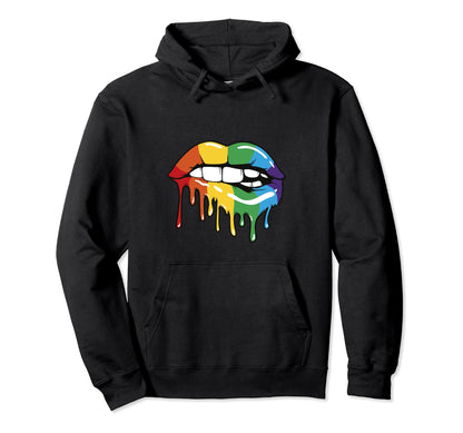 Melting Rainbow Lips Lgbt Gay Pride Flag Hoodie - Graphic Print Unisex - T-Shirt, Sweatshirt, Hoodie