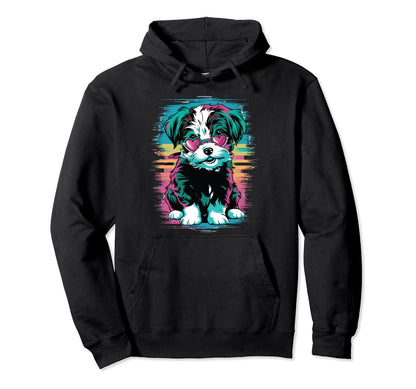 Maltese Shih Tzu Vaporwave Aesthetic Hoodie - Unique Graphic Men Women - T-Shirt, Sweatshirt, Hoodie