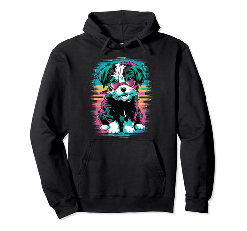 Maltese Shih Tzu Vaporwave Aesthetic Hoodie - Unique Graphic Men Women - T-Shirt, Sweatshirt, Hoodie