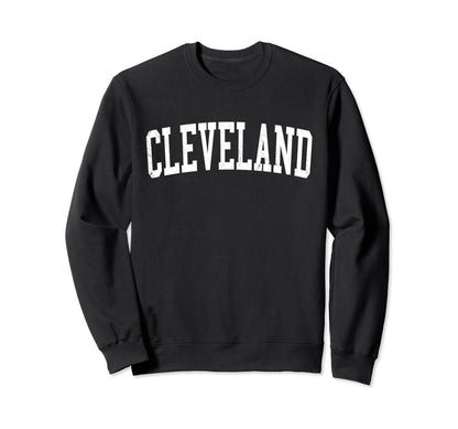 Cleveland Ms Distressed White Varsity Sweatshirt - Novelty Apparel Unisex - T-Shirt, Sweatshirt, Hoodie
