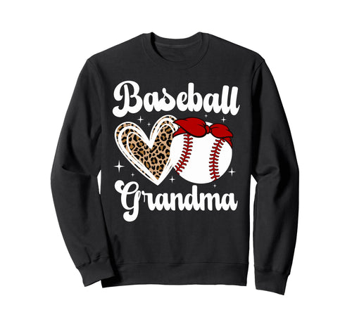 Baseball Grandma Leopard Baseball Sweatshirt - Novelty Apparel for Adults - T-Shirt, Sweatshirt, Hoodie