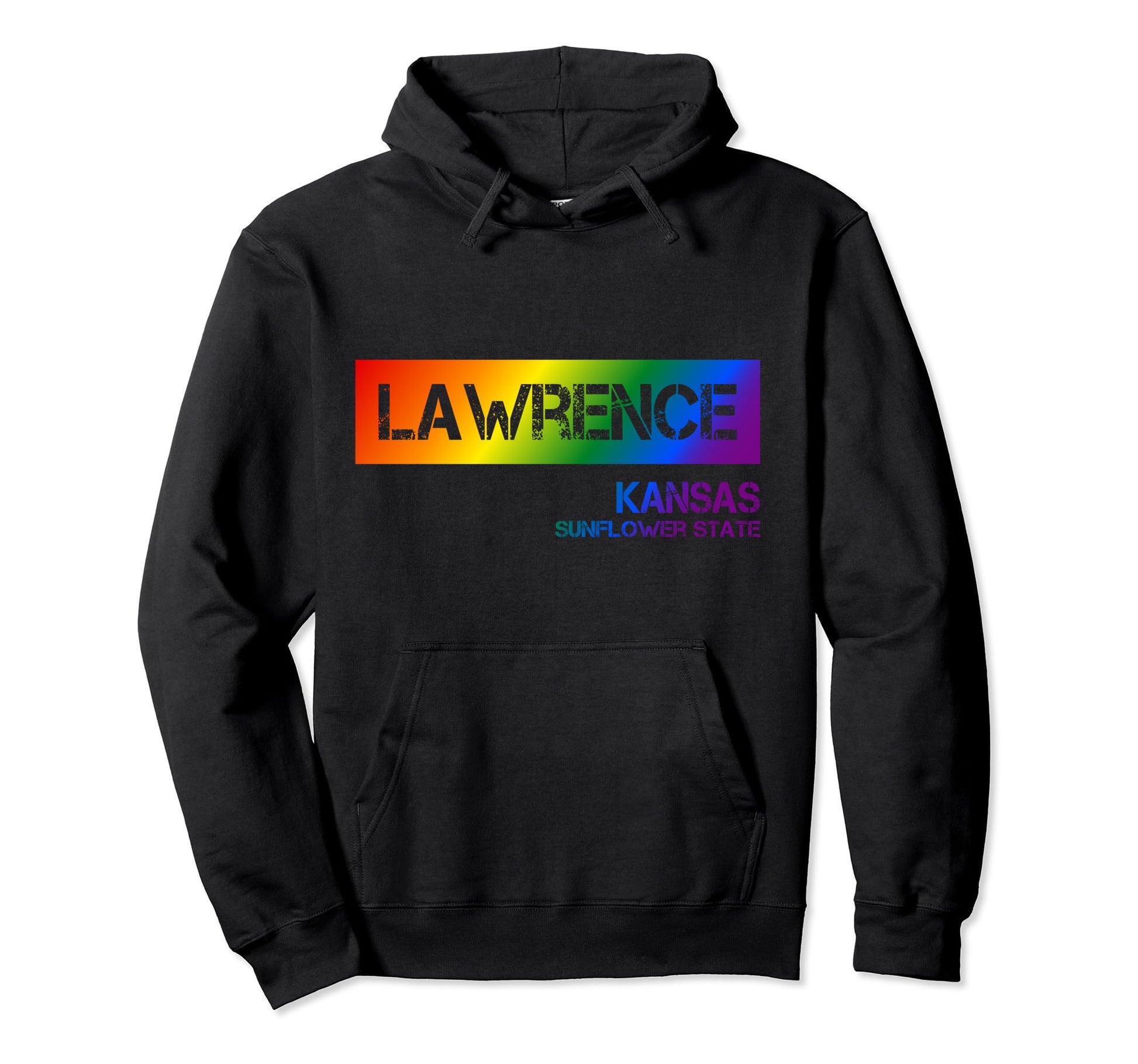 Lawrence Kansas Lgbtqai Rainbow Hoodie - Casual Everyday Wear Men Women - T-Shirt, Sweatshirt, Hoodie
