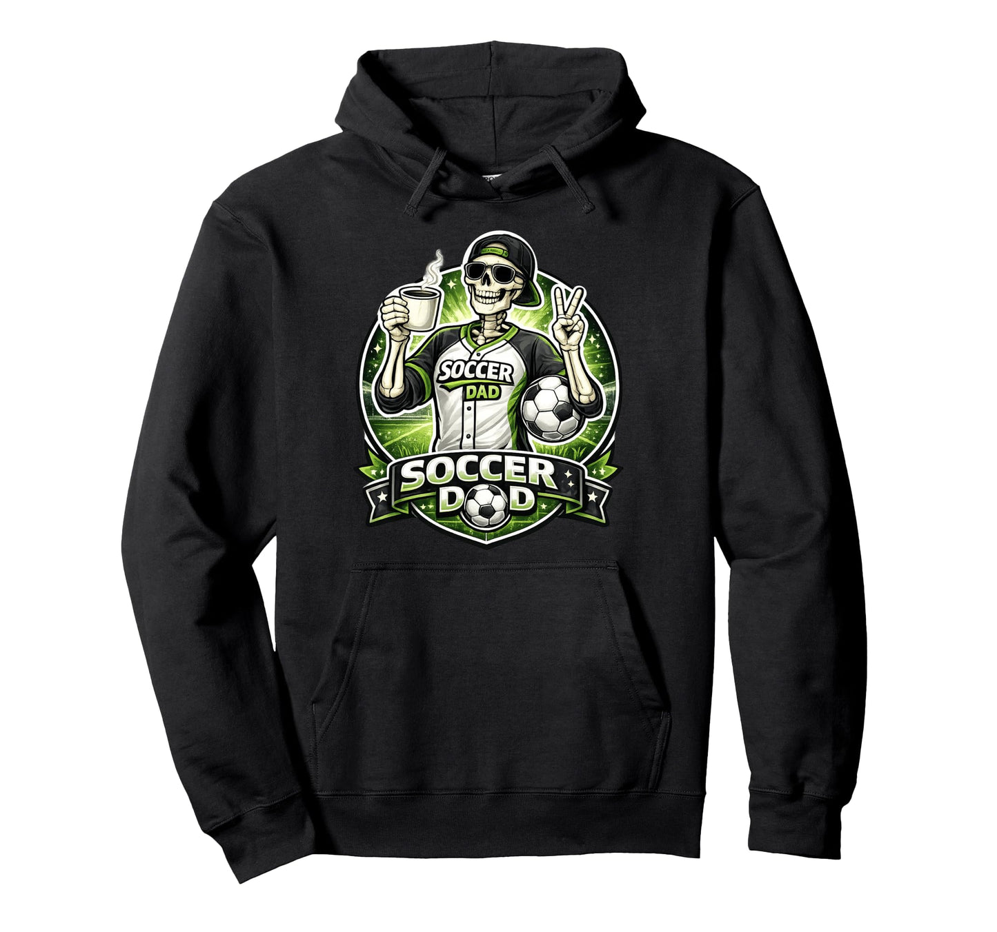 Soccer Dad Funny Game Day Skeleton Hoodie - Novelty Apparel Men Women - T-Shirt, Sweatshirt, Hoodie