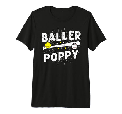 Mens Baller Poppy Proud Softball T-Shirt - Minimalist Print for Adults - T-Shirt, Sweatshirt, Hoodie