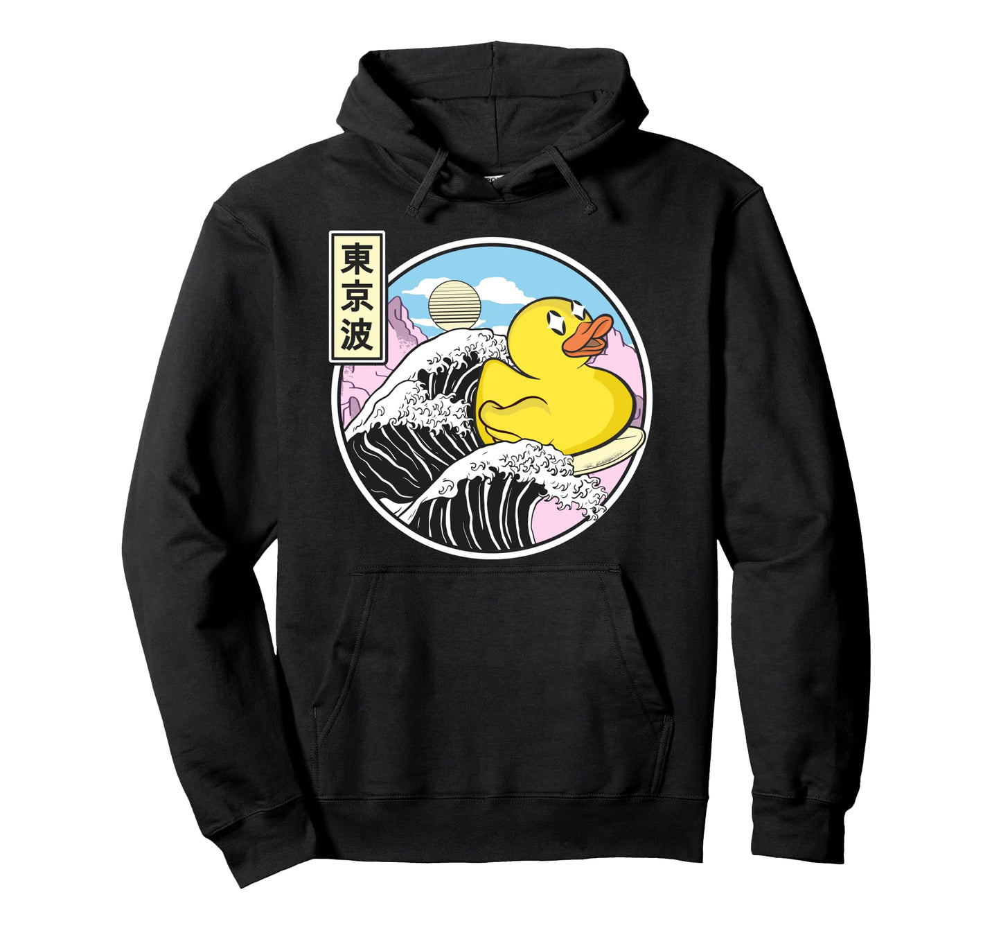 Surfing Rubber Duck Kanagawa Wave Hoodie - Custom Art Print Men Women - T-Shirt, Sweatshirt, Hoodie