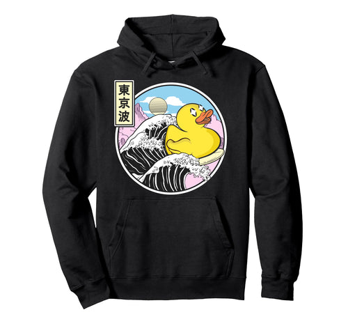 Surfing Rubber Duck Kanagawa Wave Hoodie - Custom Art Print Men Women - T-Shirt, Sweatshirt, Hoodie