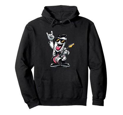 Funny Guitarist Character Music Lover Hoodie - Unique Graphic Men Women - T-Shirt, Sweatshirt, Hoodie
