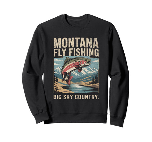 Montana Rainbow Trout Fly Fishing Sweatshirt - Graphic Print for Adults - T-Shirt, Sweatshirt, Hoodie