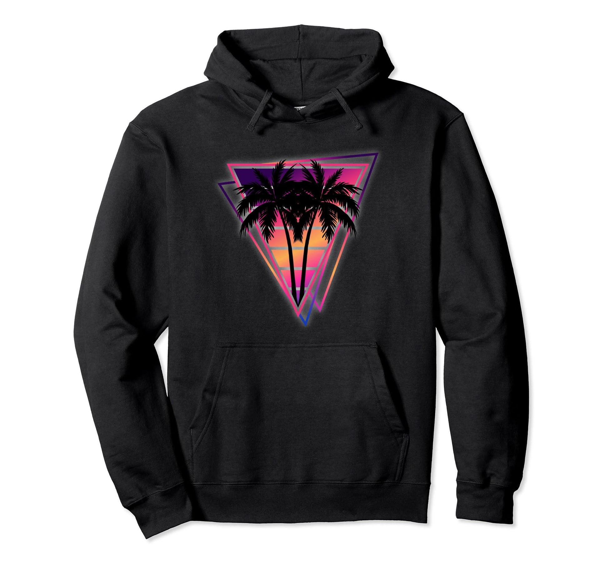 Synthwave Vaporwave Triangle Palm Hoodie - Custom Art Print for Adults - T-Shirt, Sweatshirt, Hoodie