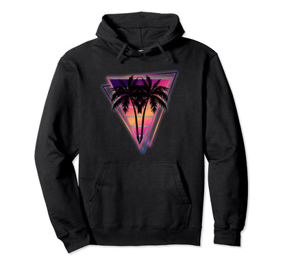 Synthwave Vaporwave Triangle Palm Hoodie - Custom Art Print for Adults - T-Shirt, Sweatshirt, Hoodie