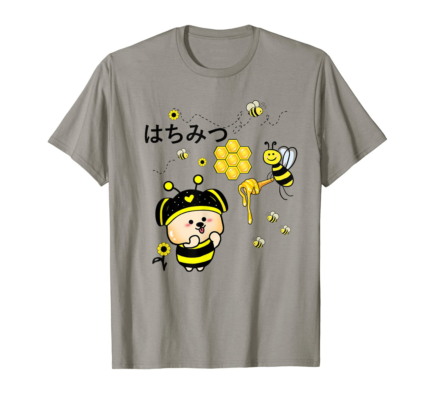 Kawaii Bear Honey And Bees Japanese T-Shirt - Casual Everyday Wear Unisex - T-Shirt, Sweatshirt, Hoodie