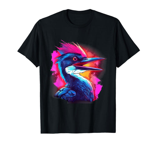 Vaporwave Aesthetic Pileated Woodpecker T-Shirt - Trendy Graphic Men Women - T-Shirt, Sweatshirt, Hoodie