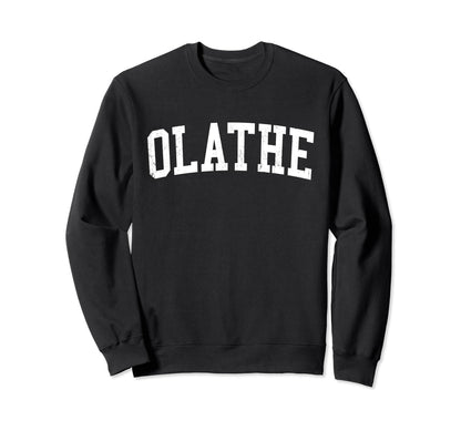Olathe Ks Distressed White Varsity Sweatshirt - Casual Everyday Wear Unisex - T-Shirt, Sweatshirt, Hoodie