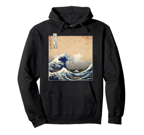 Kanagawa Hokusai Japanese Vaporwave Hoodie - Fun Novelty Design Men Women - T-Shirt, Sweatshirt, Hoodie