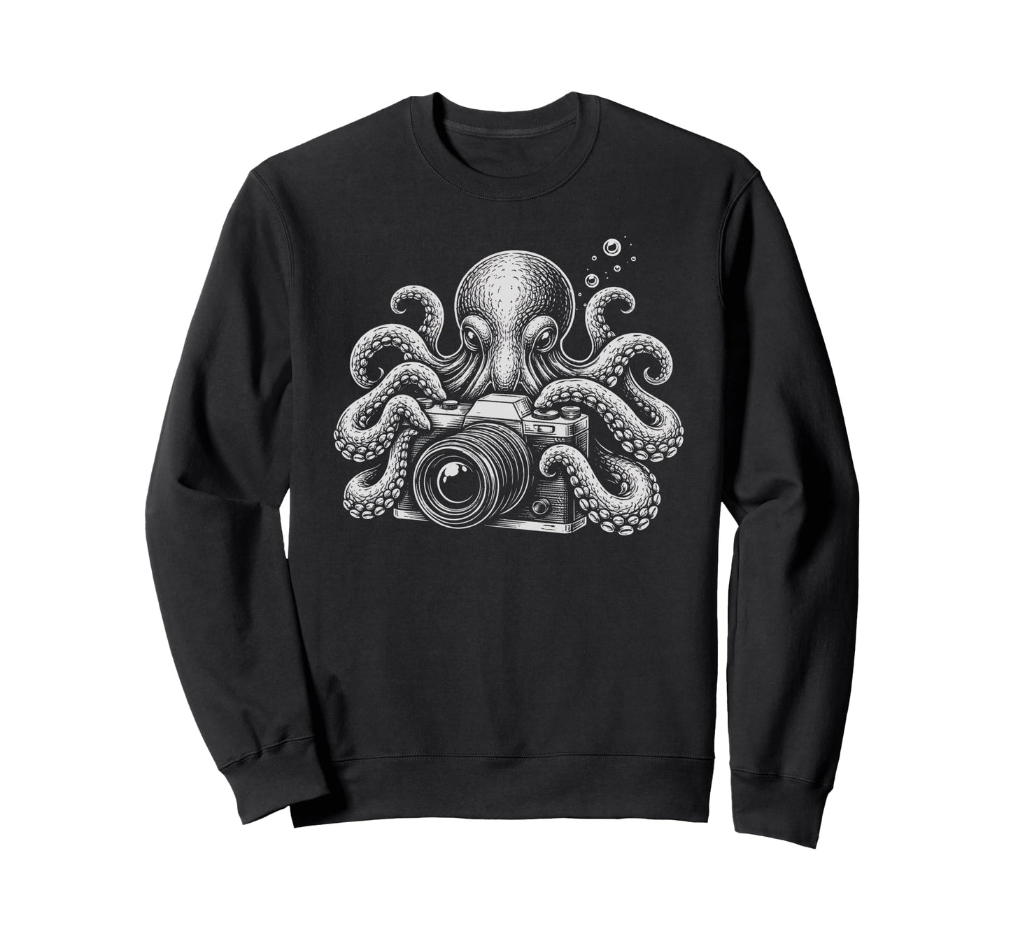 Photographer Octopus Camera Art Sweatshirt - Streetwear Style for Adults - T-Shirt, Sweatshirt, Hoodie