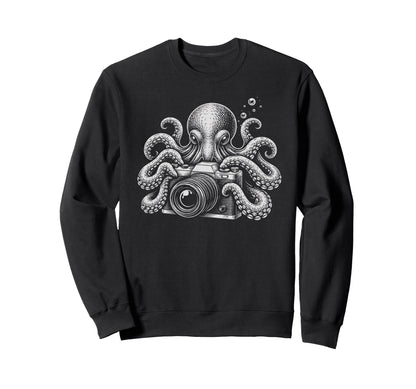 Photographer Octopus Camera Art Sweatshirt - Streetwear Style for Adults - T-Shirt, Sweatshirt, Hoodie