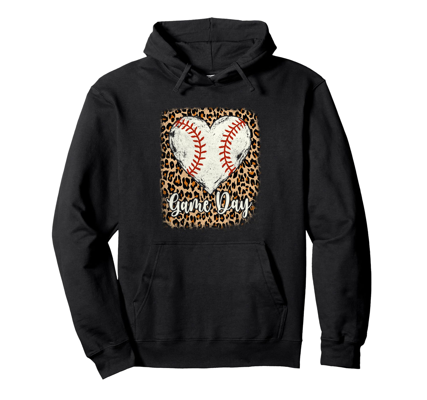 Softball Game Day Vibes Leopard Heart Hoodie - Custom Art Print Unisex - T-Shirt, Sweatshirt, Hoodie