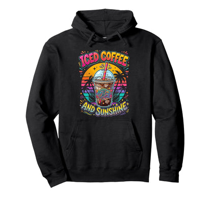 Iced Coffee Sunshine Palm Trees Summer Hoodie - Streetwear Style Unisex - T-Shirt, Sweatshirt, Hoodie