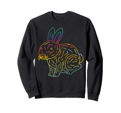 Psychedelic Rabbit Lover Animal Sweatshirt - Streetwear Style for Adults - T-Shirt, Sweatshirt, Hoodie