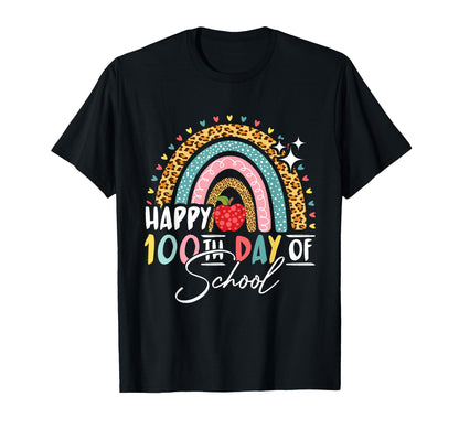Happy 100Th Day School Leopard Rainbow T-Shirt - Graphic Print for Adults - T-Shirt, Sweatshirt, Hoodie