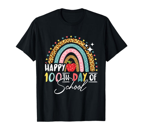 Happy 100Th Day School Leopard Rainbow T-Shirt - Graphic Print for Adults - T-Shirt, Sweatshirt, Hoodie