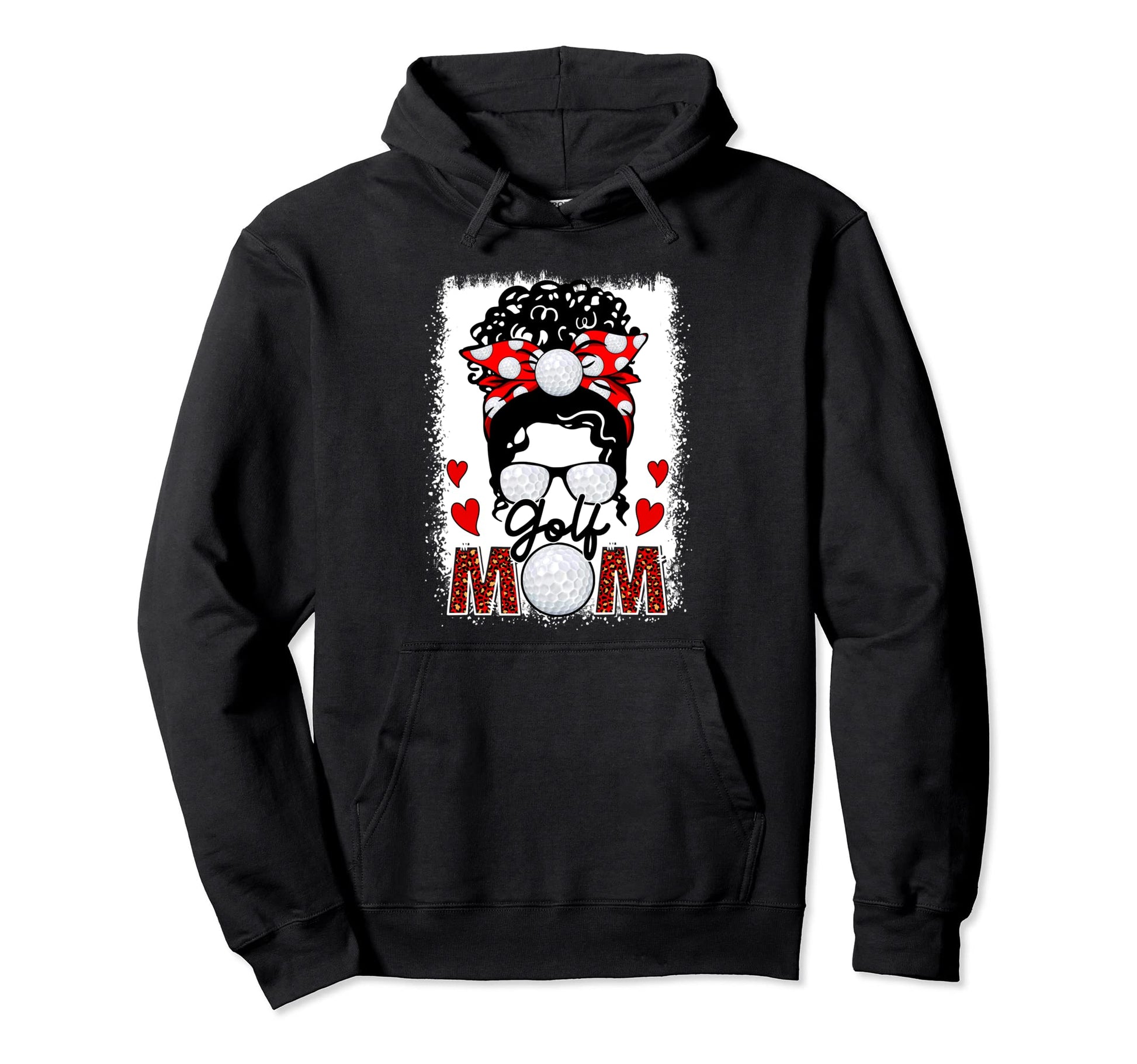 Golf Mom Leopard Messy Bun Game Hoodie - Casual Everyday Wear for Adults - T-Shirt, Sweatshirt, Hoodie