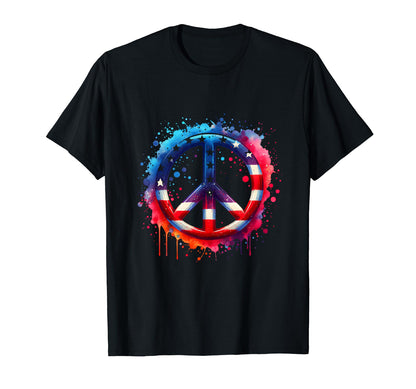 July 4Th Patriotic Peace Sign Hippie Usa T-Shirt - Trendy Graphic Unisex - T-Shirt, Sweatshirt, Hoodie