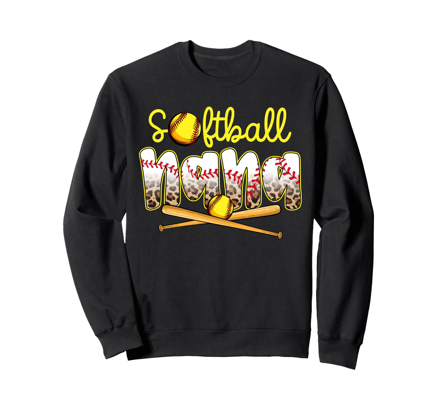 Softball Nana Leopard Mothers Day Sweatshirt - Aesthetic Graphic Men Women - T-Shirt, Sweatshirt, Hoodie