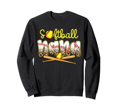 Softball Nana Leopard Mothers Day Sweatshirt - Aesthetic Graphic Men Women - T-Shirt, Sweatshirt, Hoodie