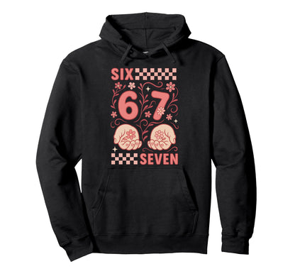 67 Groovy Floral Checkered 6 7 Six Seven Hoodie - Novelty Apparel Men Women - T-Shirt, Sweatshirt, Hoodie