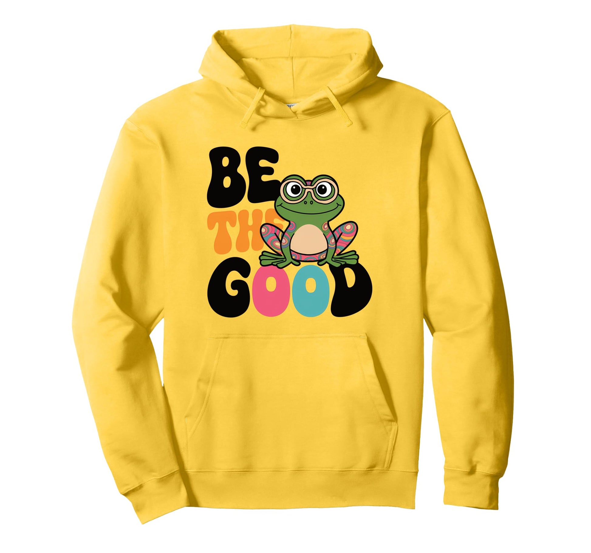 Frog Cartoon Boho Animal Fun 70S Hoodie - Minimalist Print for Adults - T-Shirt, Sweatshirt, Hoodie