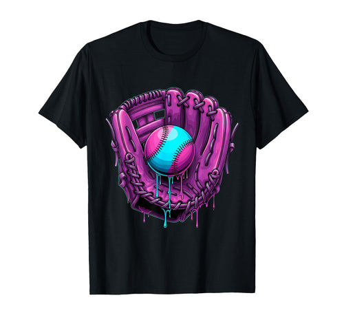 Dripping Baseball Glove Vaporwave T-Shirt - Fun Novelty Design Men Women - T-Shirt, Sweatshirt, Hoodie