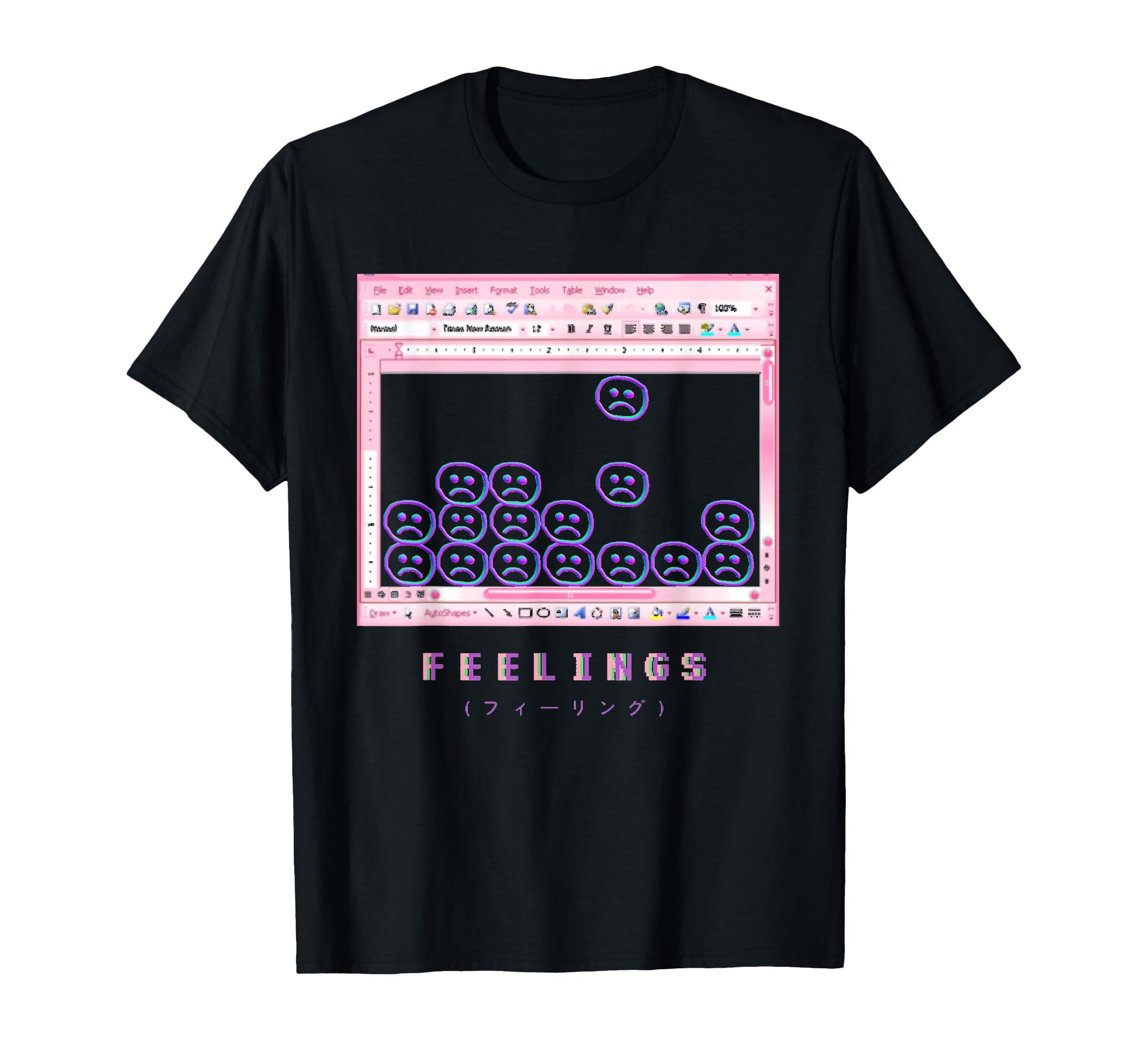 Aesthetic Vaporwave Sad Face Feelings T-Shirt - Novelty Apparel for Adults - T-Shirt, Sweatshirt, Hoodie