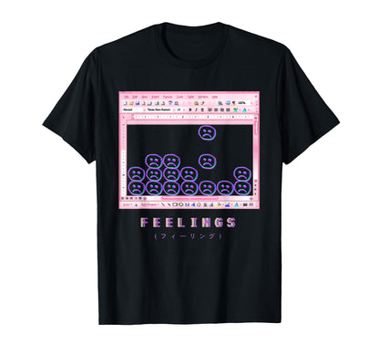 Aesthetic Vaporwave Sad Face Feelings T-Shirt - Novelty Apparel for Adults - T-Shirt, Sweatshirt, Hoodie