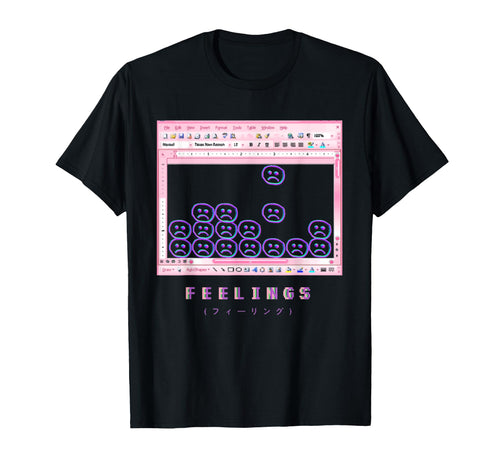 Aesthetic Vaporwave Sad Face Feelings T-Shirt - Novelty Apparel for Adults - T-Shirt, Sweatshirt, Hoodie