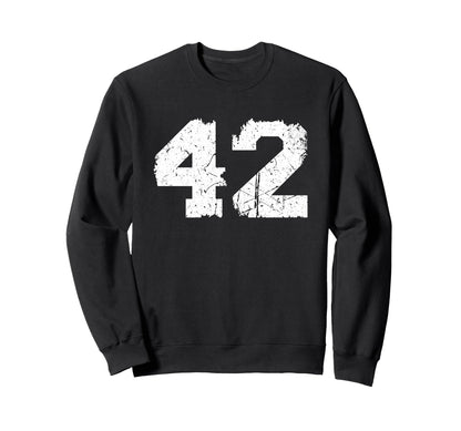Number 42 Sport Torn White Sweatshirt - Aesthetic Graphic for Adults - T-Shirt, Sweatshirt, Hoodie