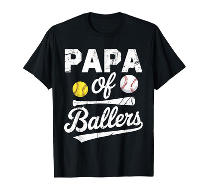 Papa Ballers Papa Baseball And T-Shirt - Trendy Graphic for Adults - T-Shirt, Sweatshirt, Hoodie
