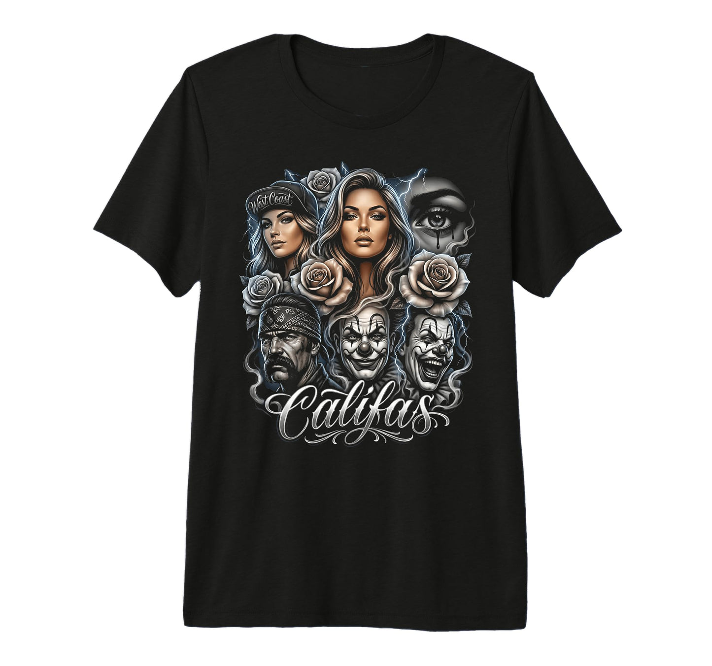 Califas West Coast Chicano Art Lowrider T-Shirt - Unique Graphic Men Women - T-Shirt, Sweatshirt, Hoodie