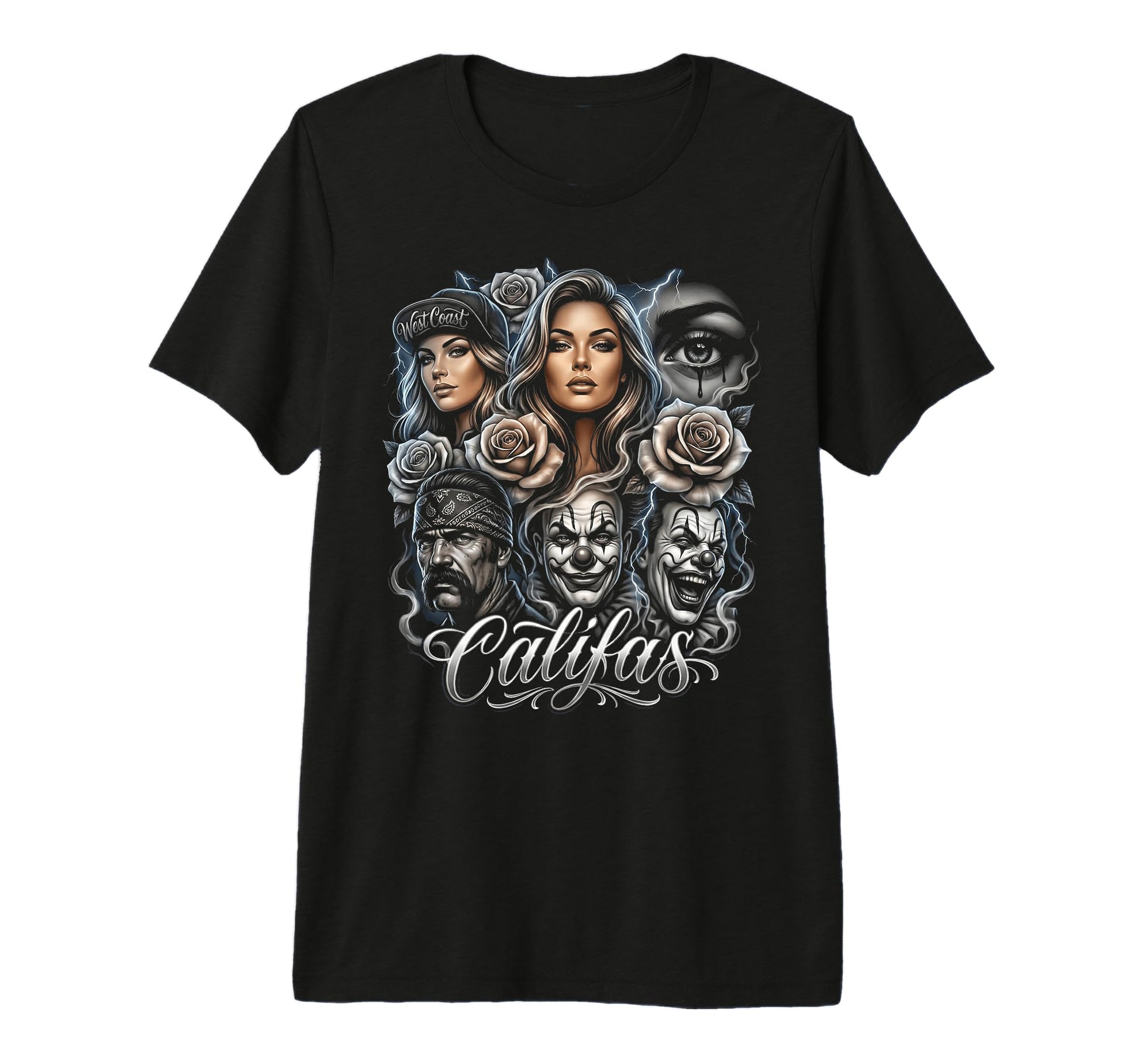 Califas West Coast Chicano Art Lowrider T-Shirt - Unique Graphic Men Women - T-Shirt, Sweatshirt, Hoodie