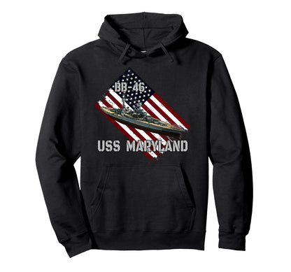 Battleship Uss Maryland Bb 46 Hoodie - Casual Everyday Wear Men Women - T-Shirt, Sweatshirt, Hoodie