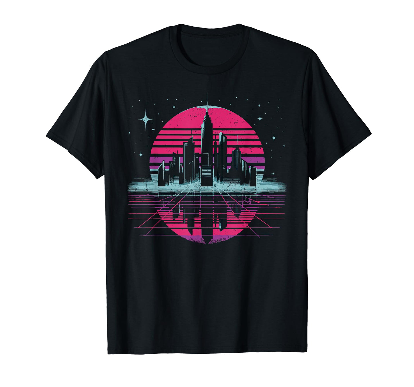 Cityscape City Skyline Vaporwave Aesthetic T-Shirt - Trendy Graphic Unisex - T-Shirt, Sweatshirt, Hoodie