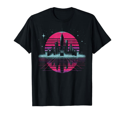 Cityscape City Skyline Vaporwave Aesthetic T-Shirt - Trendy Graphic Unisex - T-Shirt, Sweatshirt, Hoodie