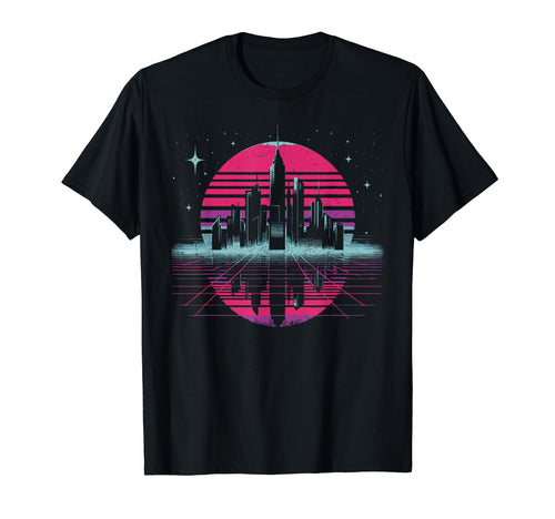 Cityscape City Skyline Vaporwave Aesthetic T-Shirt - Trendy Graphic Unisex - T-Shirt, Sweatshirt, Hoodie