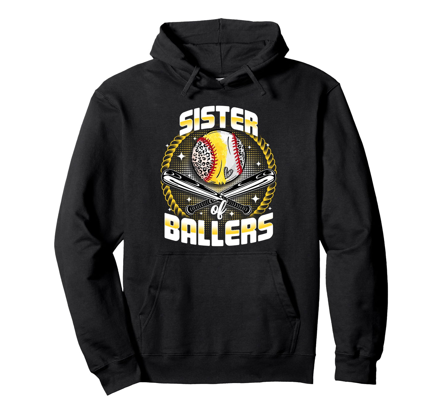 Baseball Softball Sister Ballers Hoodie - Aesthetic Graphic for Adults - T-Shirt, Sweatshirt, Hoodie